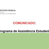 COMUNICADO: Programa de Assistência Estudantil